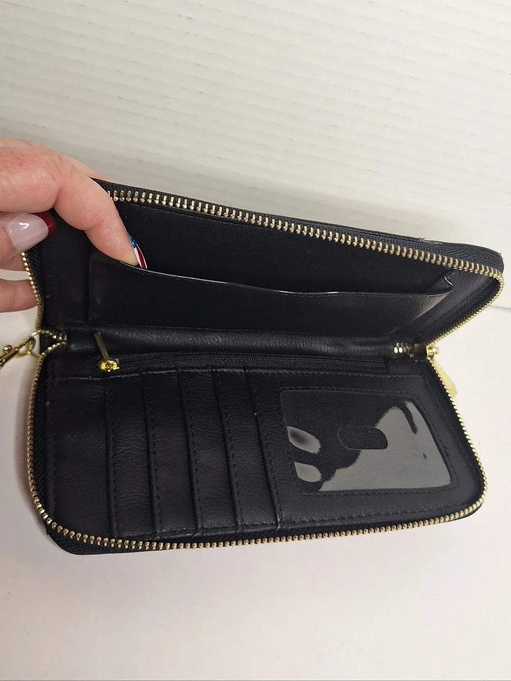 Women Cute Bow Long Faux Leather Zip Around Wallet Purse Credit Card Holder